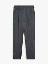 Dunhill Melange Wool Cashmere Flannel Double Pleated Trousers In Grey