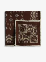 Dunhill Silk Teardrop Paisley Printed Pocket Square In Brown