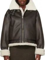 Dunst Brown Loose Fit Line Faux-shearling Jacket