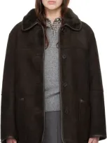 Dunst Brown Reversible Genuine Shearling Jacket In Brown / Brown