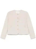 Dunst Collarless Jacket In Neutrals