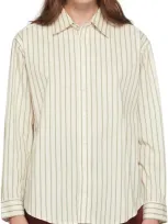 Dunst Off-white Informal Shirt In Soft Beige Stripe