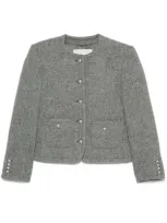 Dunst Mélange-effect Tweed Jacket In Grey