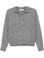 Dunst Spread-collar Mélange Sweater In Gray