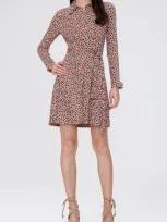 Dvf Didi Geo Print Long Sleeve Wrap Shirtdress In Pebbles Red