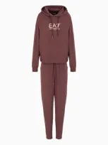 Ea7 Asv Tracksuit In Stretch Organic Cotton And Modal, With Logo Studs In Brown