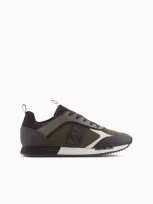 Ea7 Black & White Suede Sneakers In Brown