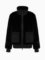 Ea7 Blouson In Teddy-effect Fabric In Black