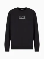 Ea7 Core Identity Unisex Cotton-blend Crew-neck Sweatshirt In Black