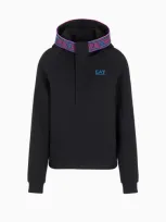 Ea7 Dynamic Athlete Hooded Sweatshirt In Natural Ventus7 Technical Fabric In Black