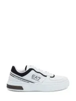 Ea7 Logo-patch Panelled Sneakers In White