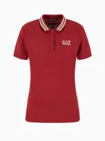 Ea7 Golf Pro Short-sleeved Cotton Polo Shirt In Red