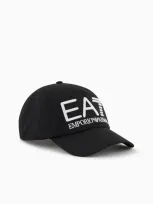 Ea7 Logo Series Cotton Baseball Cap In White