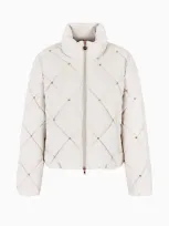 Ea7 Quilted Nylon Single-breasted Padded Jacket In White