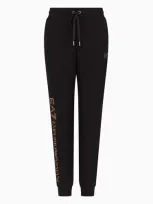 Ea7 Shiny Stretch-cotton Joggers In Black