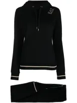 Ea7 Stripe-trim Tracksuit In Black