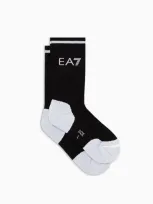 Ea7 Tennis Pro Cotton-blend Ankle Socks In Black