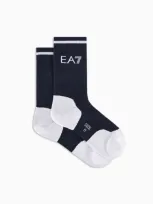 Ea7 Tennis Pro Cotton-blend Ankle Socks In Blue