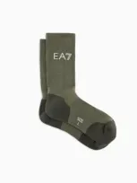 Ea7 Tennis Pro Cotton-blend Ankle Socks In Green