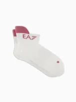 Ea7 Tennis Pro Cotton-blend Ankle Socks In White