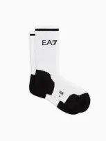 Ea7 Tennis Pro Cotton-blend Ankle Socks In White