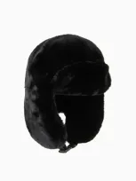 Ea7 Trapper Hat With Earflaps In Teddy-effect Fabric In Black