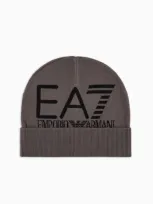 Ea7 Visibility Beanie With  Oversized Logo In Black