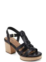 Earth Women's Adona Strappy Block Heel Dress Sandals In Black Leather