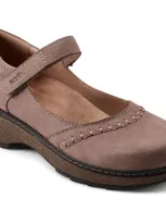 Earth Women's Kalece Mary Jane Round Toe Casual Shoes In Taupe Leather