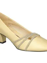 Easy Street Cristiny Womens Satin Glitter Pumps In Gold Satin