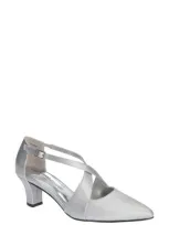 Easy Street Elegance Womens Satin Dressy Block Heels In Silver Satin