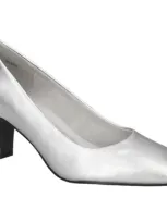 Easy Street Women's Poet Square Toe Pumps In Silver