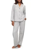 Eberjey Plaid Cotton Flannel Pajamas In Wintercheck Heather Grey