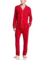 Eberjey William Pajama Set In Winter Wonderland Haute Red/ivory