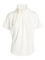 Edeline Lee Short-sleeved Ruff Blouse In Ivory