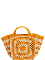 Eilaf Howdah Crochet Raffia Tote In Orange