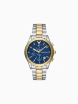 Emporio Armani Chronograph Two-tone Stainless Steel Watch In Blue