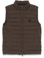 Emporio Armani Logo-patch Gilet In Olive