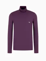 Emporio Armani Loungewear-oberteil Mit Stehkragen In Fitted Fit Aus Weichem Modal In Purple