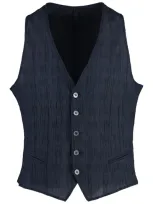 Emporio Armani Vest In Technical Fabric In Blue