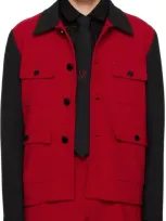 Ernest W Baker Red & Black Four-pocket Jacket In Black Red