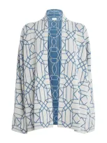 Eskandar Cashmere Geometric Cardigan In White