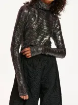 Essentiel Antwerp Glitter Turtleneck In Combo Black