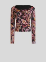 Etro Printed Jersey Top In Pink