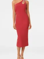 Ever New Jasmine One-shoulder Cocktail Midi Dress In Red