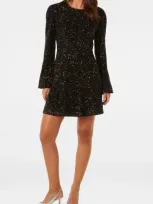 Ever New Lizzy Sequin Long Sleeve Cocktail Minidress In Black