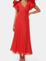 Ever New Rylie Ruffle Shoulder Dress In Red