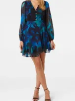 Ever New Tamara Abstract Print Long Sleeve Asymmetric Minidress In Rosalia Floral