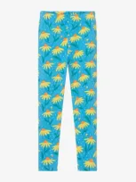 Frugi Kids' Girls Blue Organic Cotton Flower Leggings