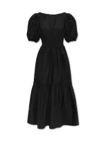 Ganni Cotton Dress In 099 Black